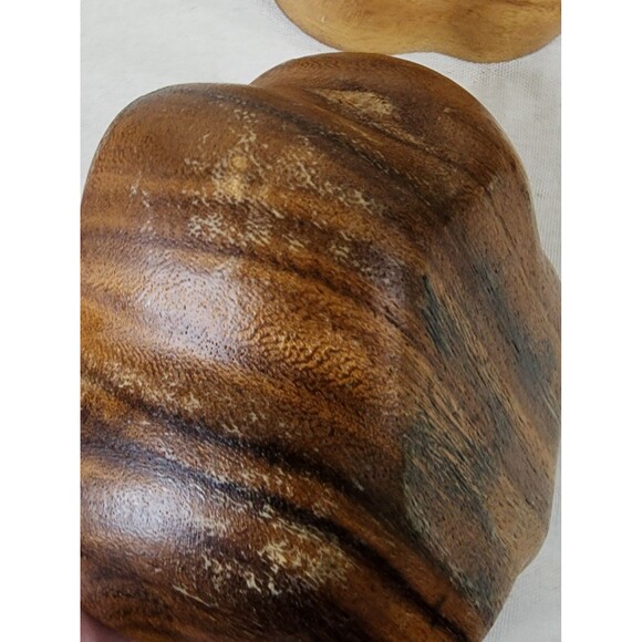 Vintage Monkey Pod Flower-Shaped Salad Bowl Set (Large + 6 Small Bowls) —1970s - Picture 14 of 16